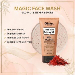 Ghar Soaps Magic De-Tan Face Wash 100ml with Saffron and Glutathione