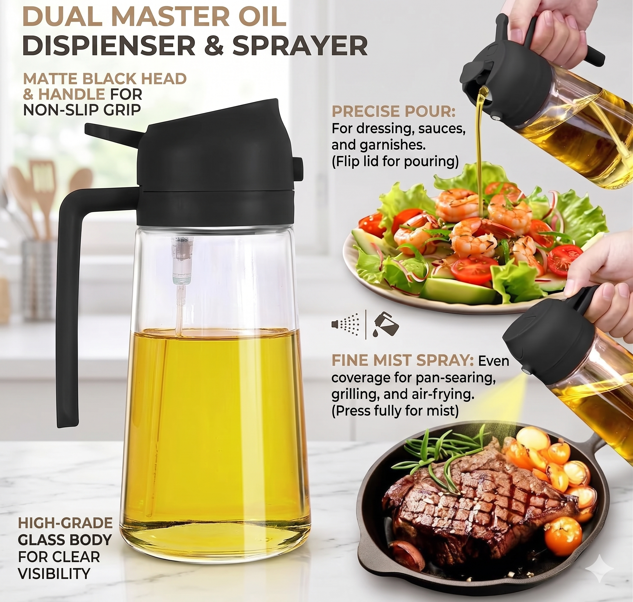 glass oil sprayer bottle for healthy cooking