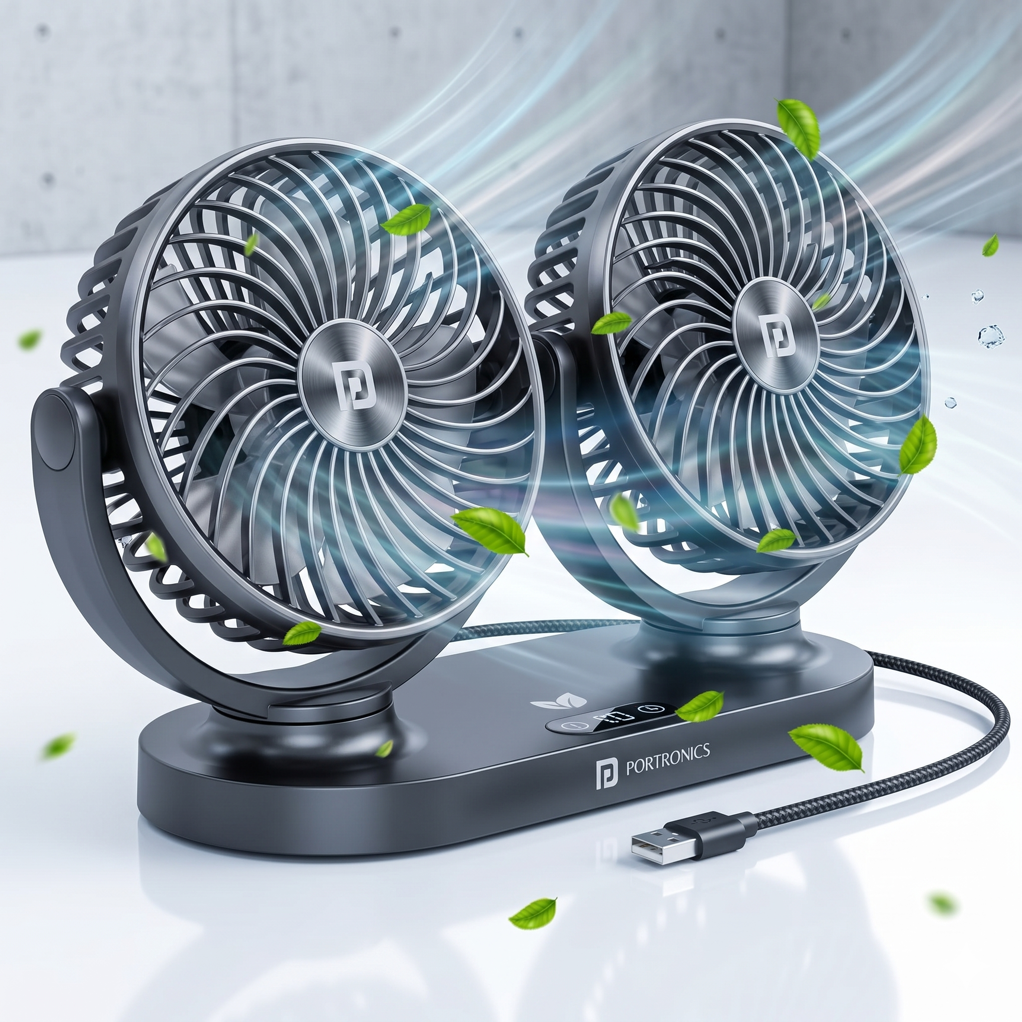 Portronics TwinCool USB Fan dual head cooling fan