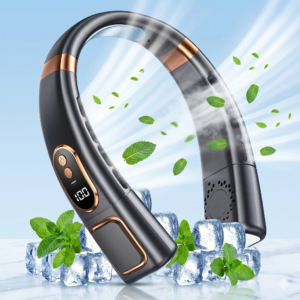 rechargeable neck fan with LED light hands free
