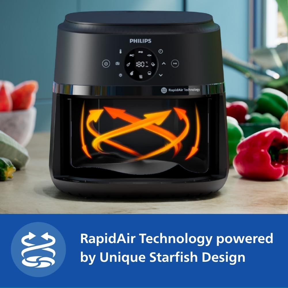 Philips Air Fryer 6.2L black design with touch panel