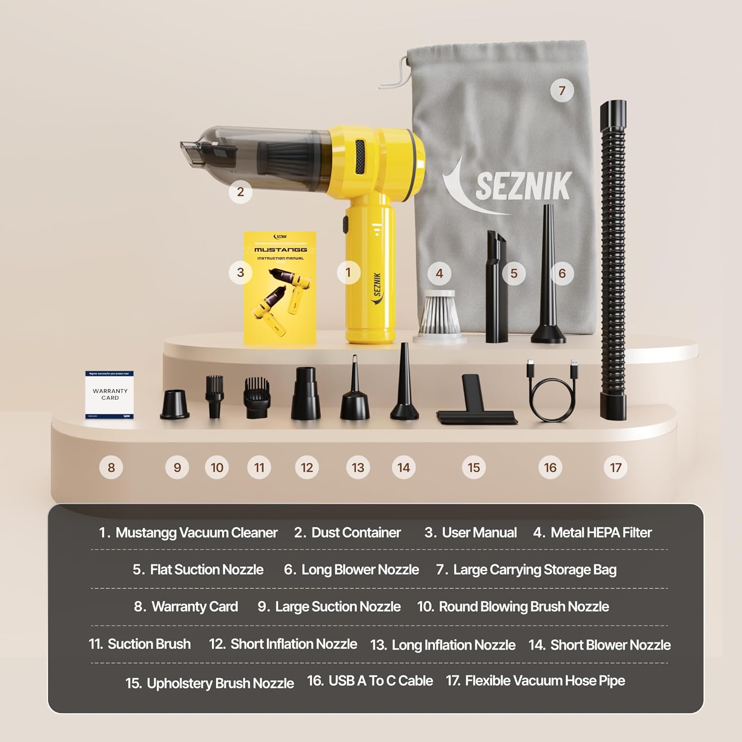 SEZNIK Cordless Vacuum Cleaner for home and car cleaning
