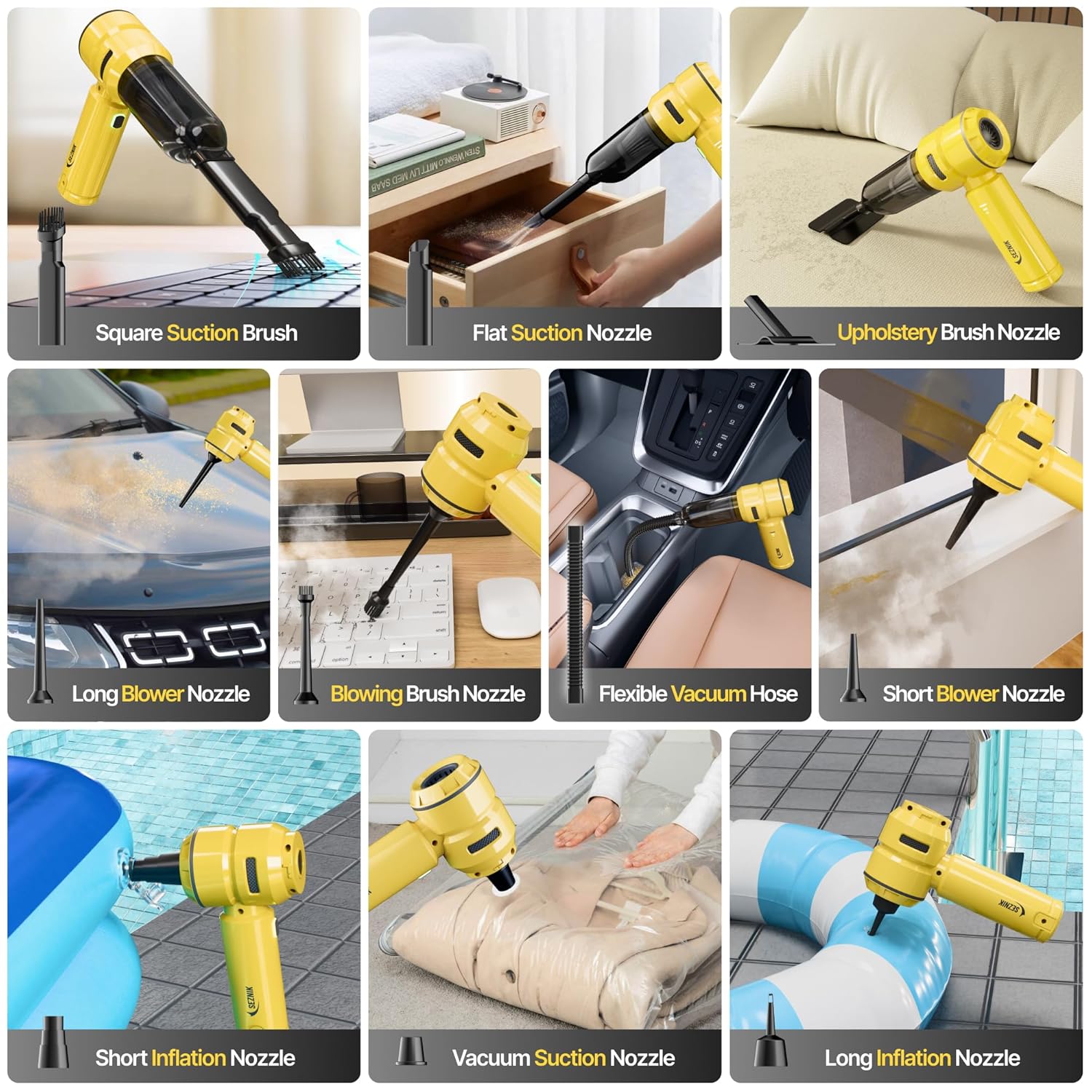 SEZNIK Cordless Vacuum Cleaner for home and car cleaning