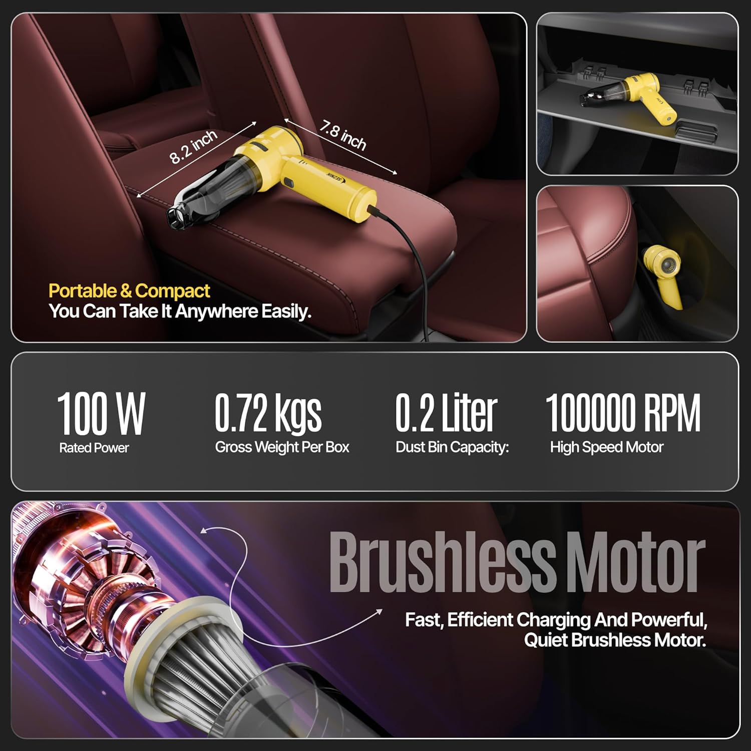 SEZNIK Cordless Vacuum Cleaner for home and car cleaning