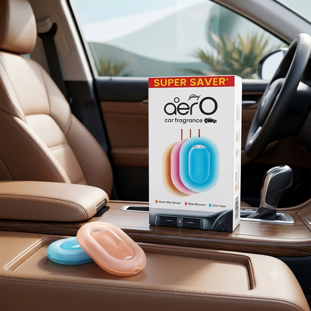 Godrej aer car air freshener for keeping the car cabin smelling fresh during daily driving.