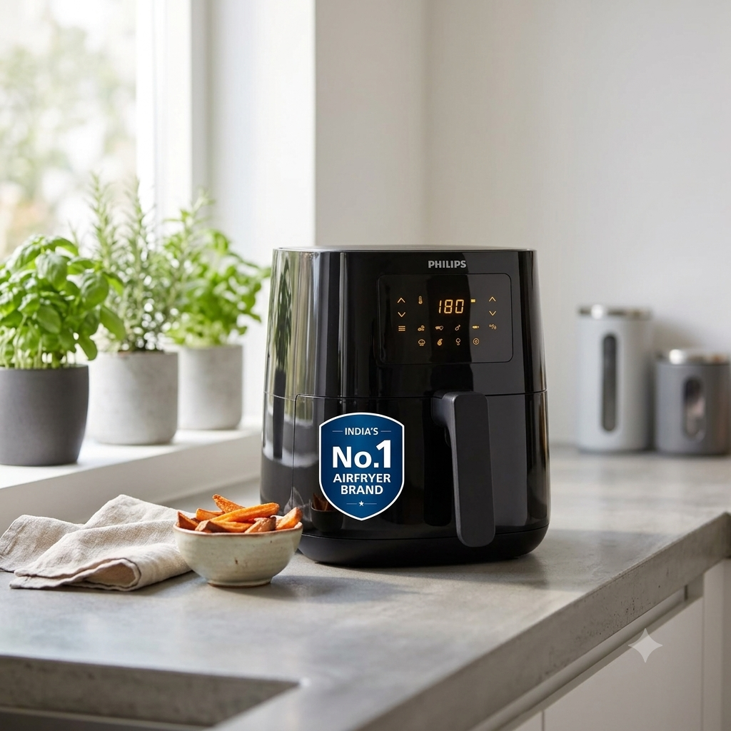 PHILIPS Digital Air Fryer with touch controls and a large cooking basket.